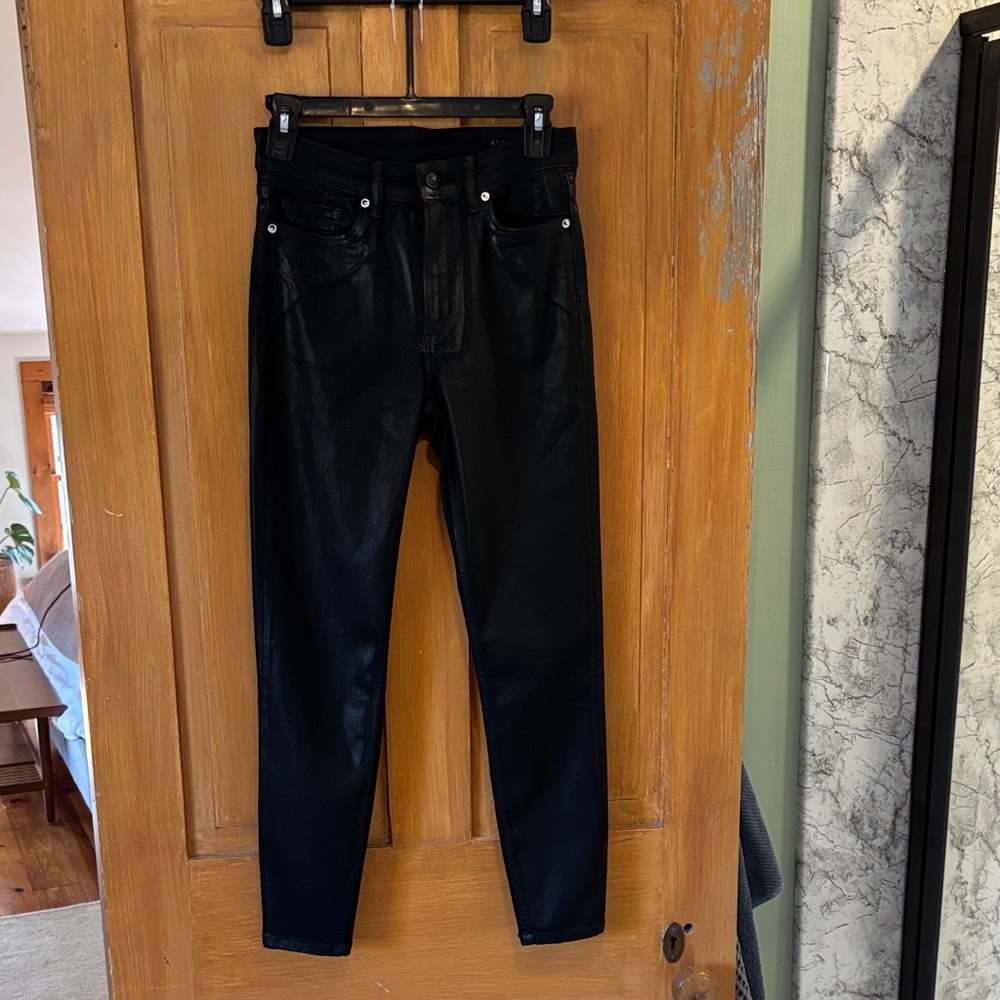 All Saints 	Dax Cropped High-Rise Superstretch Skinny Jeans, Coated Black